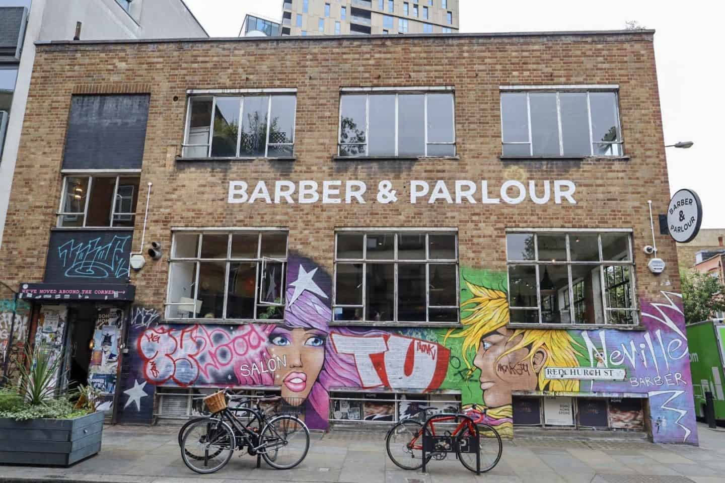 places to go in Shoreditch, Redchurch Street Barber and Parlour Cafe and Grafitti 