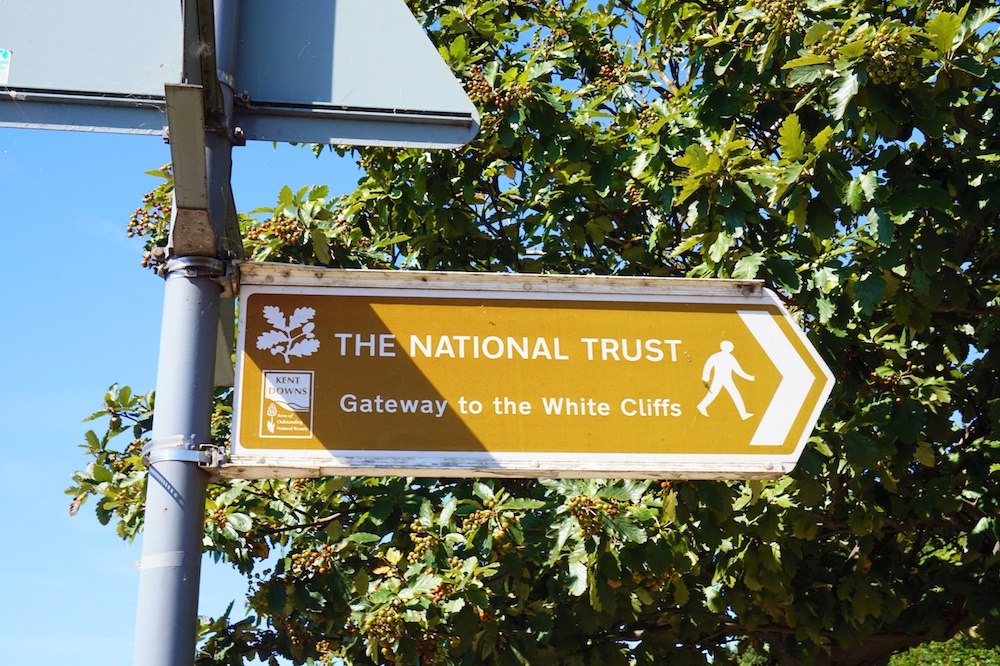 white cliffs of dover from London, Dover Cliffs and National Trust sign