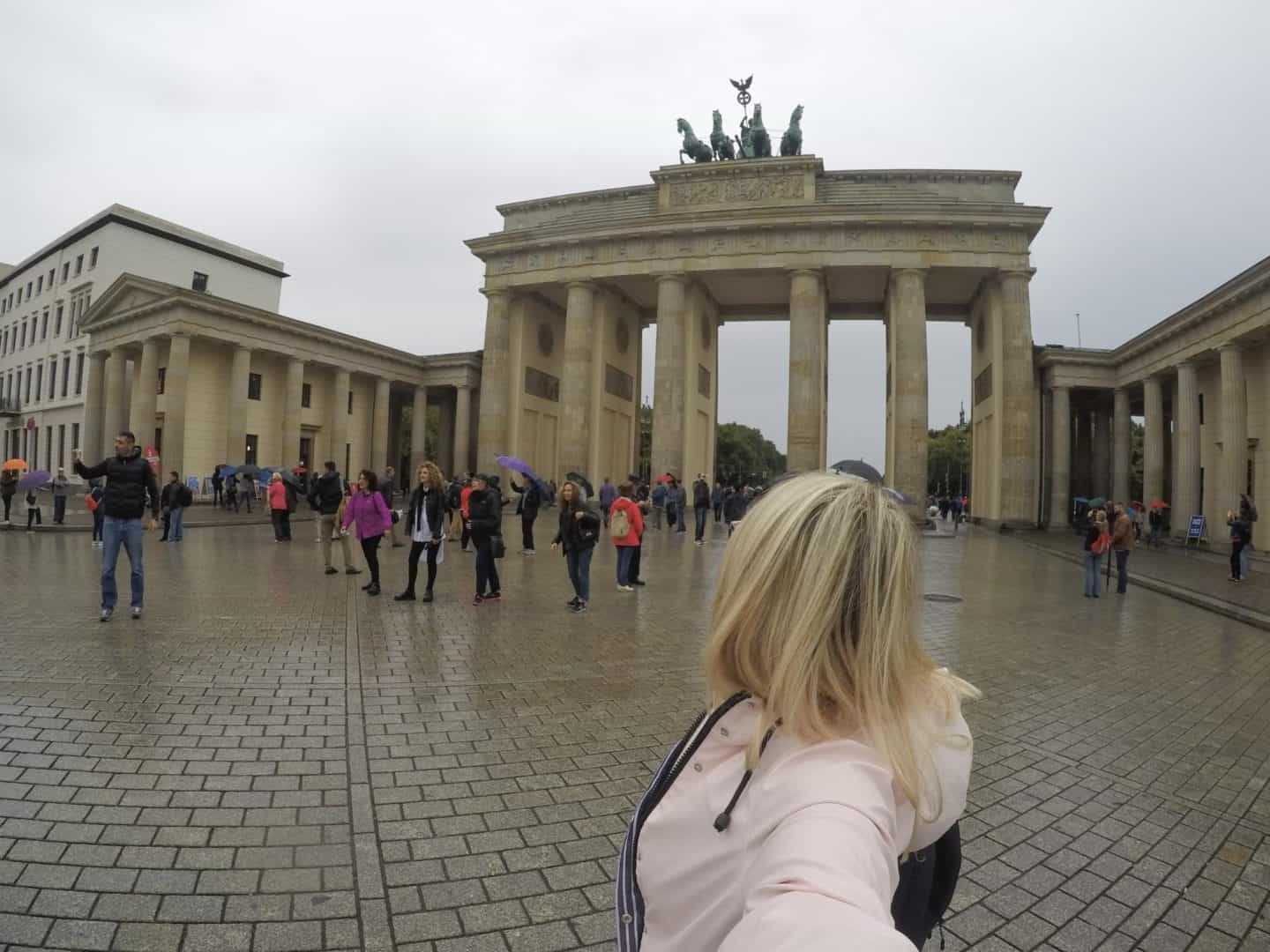 first time in Berlin, Berlin Brandenburg gate tourists girl 
