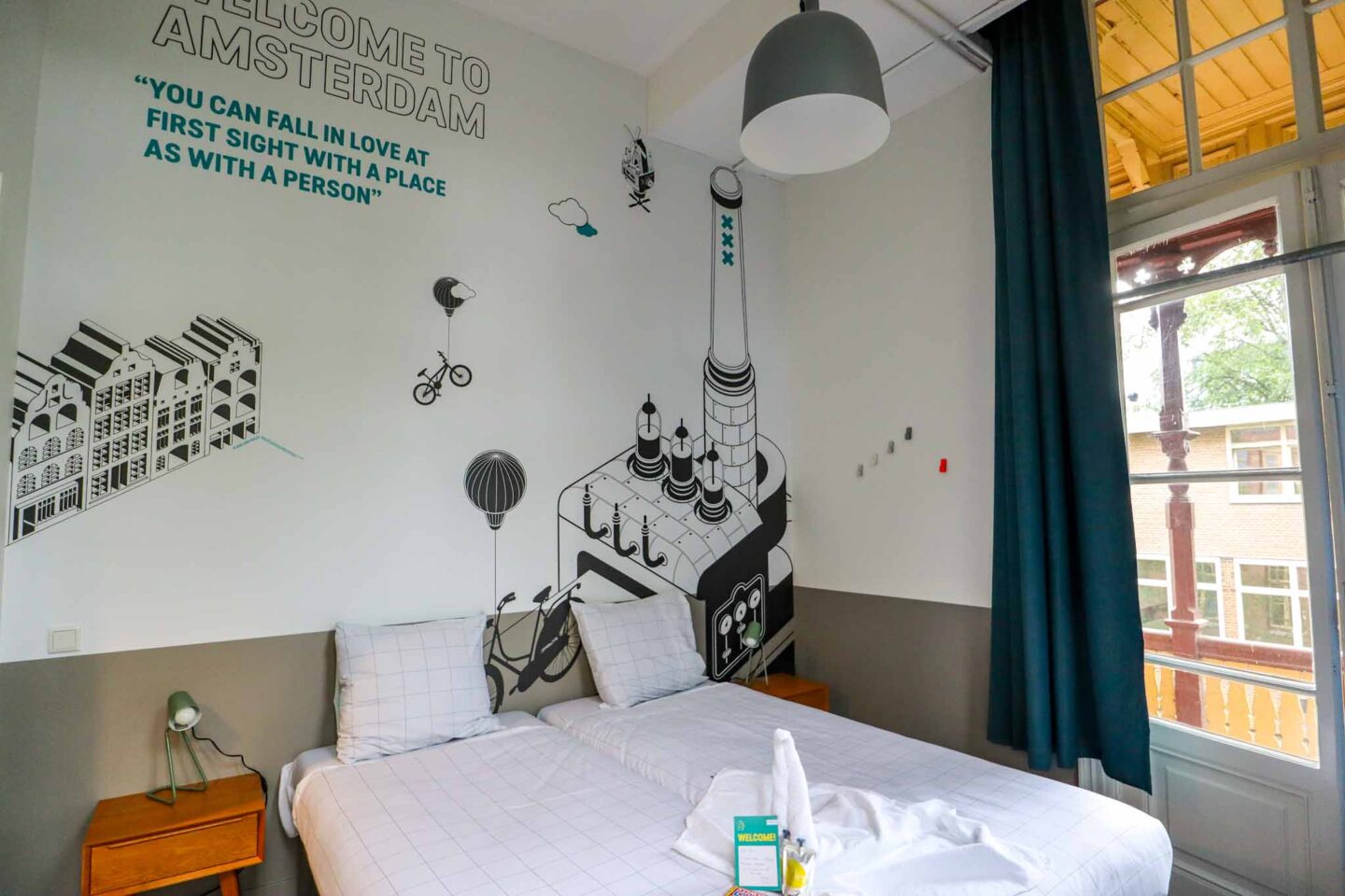 Amsterdam on a budget, private room in Stayokay Vondelpark Hostel 