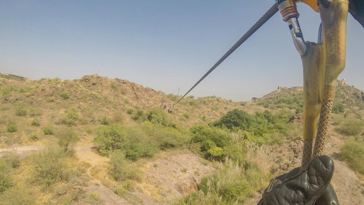 The Wandering Quinn Travel Blog flying fox zip line jodhpur