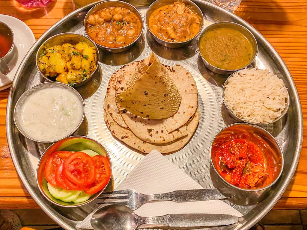 Large Thali in Sixth Sense Restaurant Pushkar