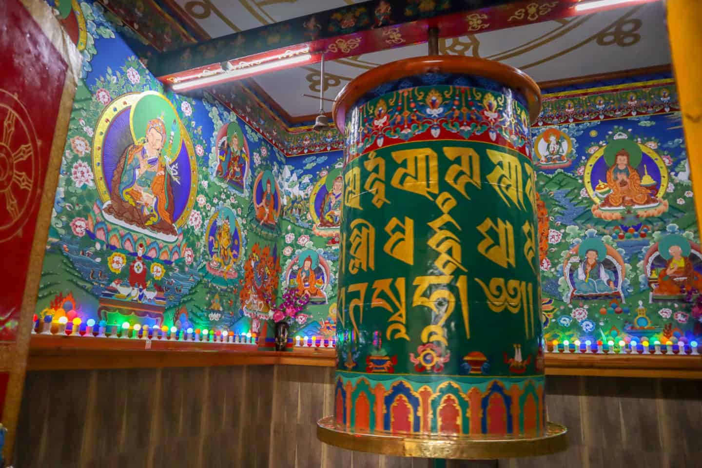 The Wandering Quinn Travel Blog how to meet the dalai lama in Dharamshala, prayer wheel at The Dalai Lama Temple Mcleod Ganj