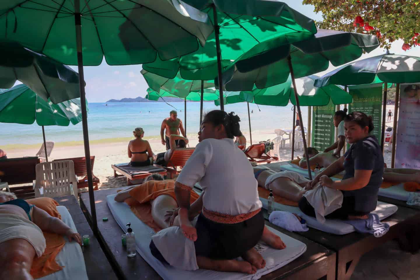 visiting koh samui on a budget massage on beach