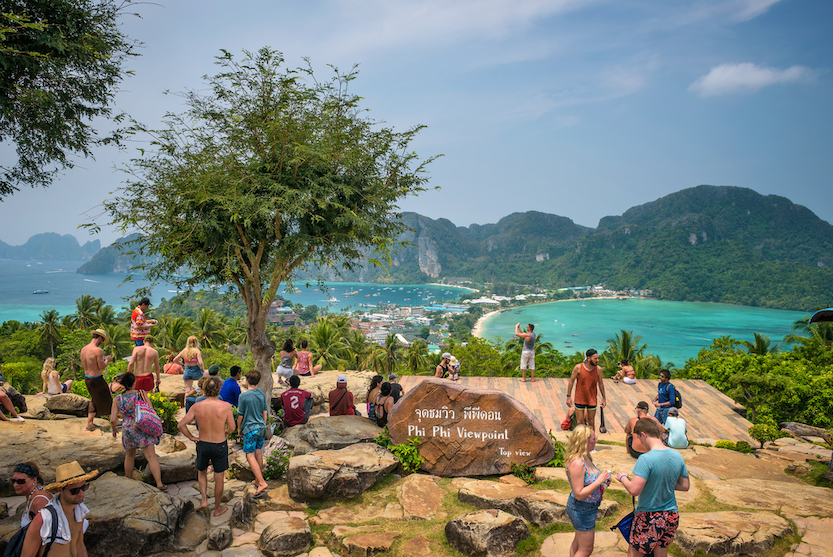 Thailand female packing list, tourists at Phi phi viewpoint
