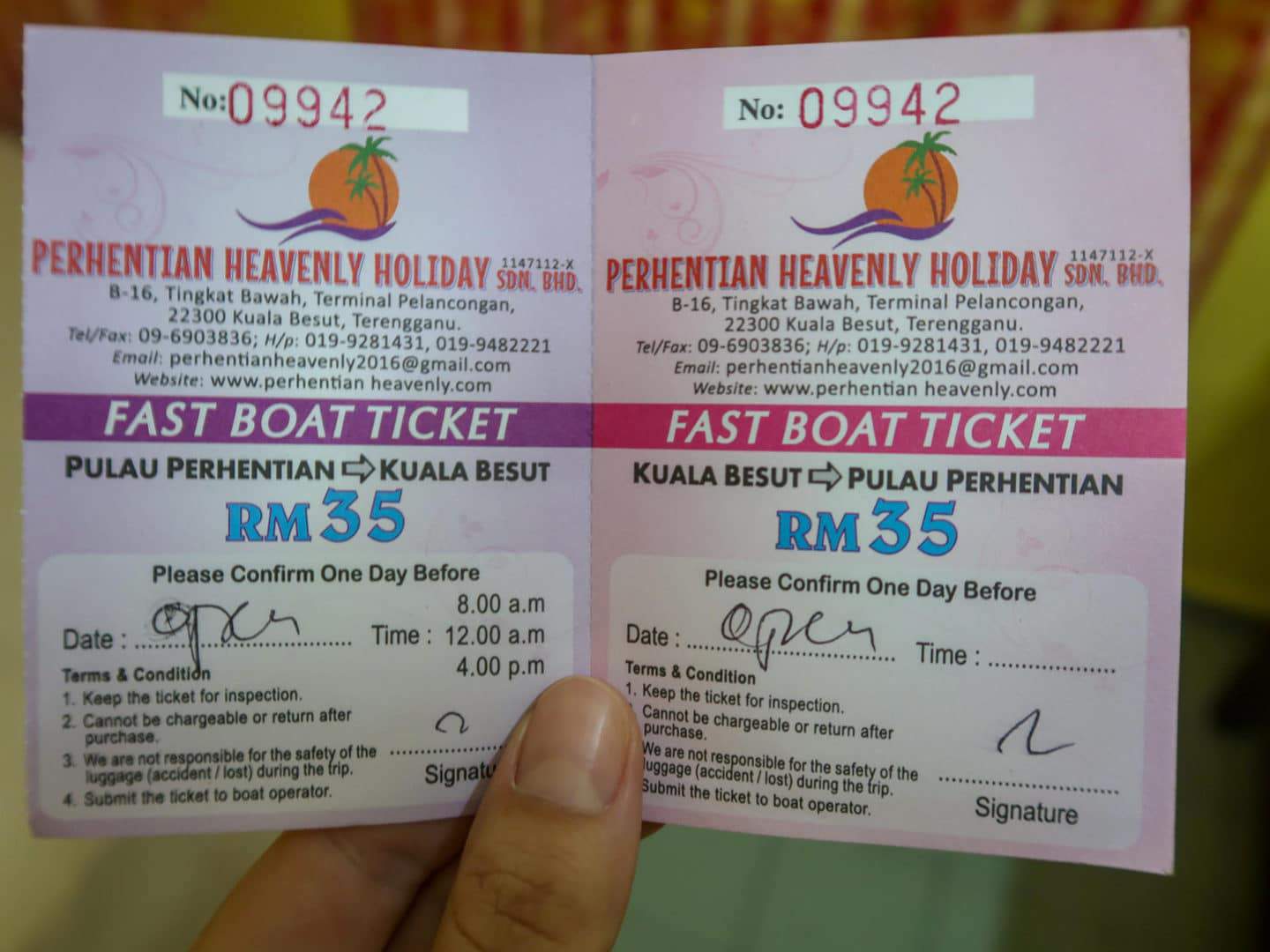 Small Perhentian Island Guide, Perhentian Kecil,  Boat Ticket