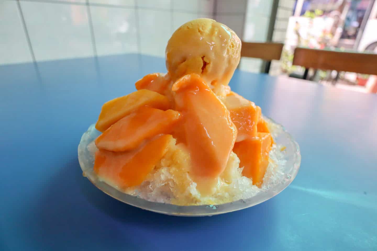 Kaohsiung to Cijin Island, Mango shaved ice dessert from taiwan with mango ice cream