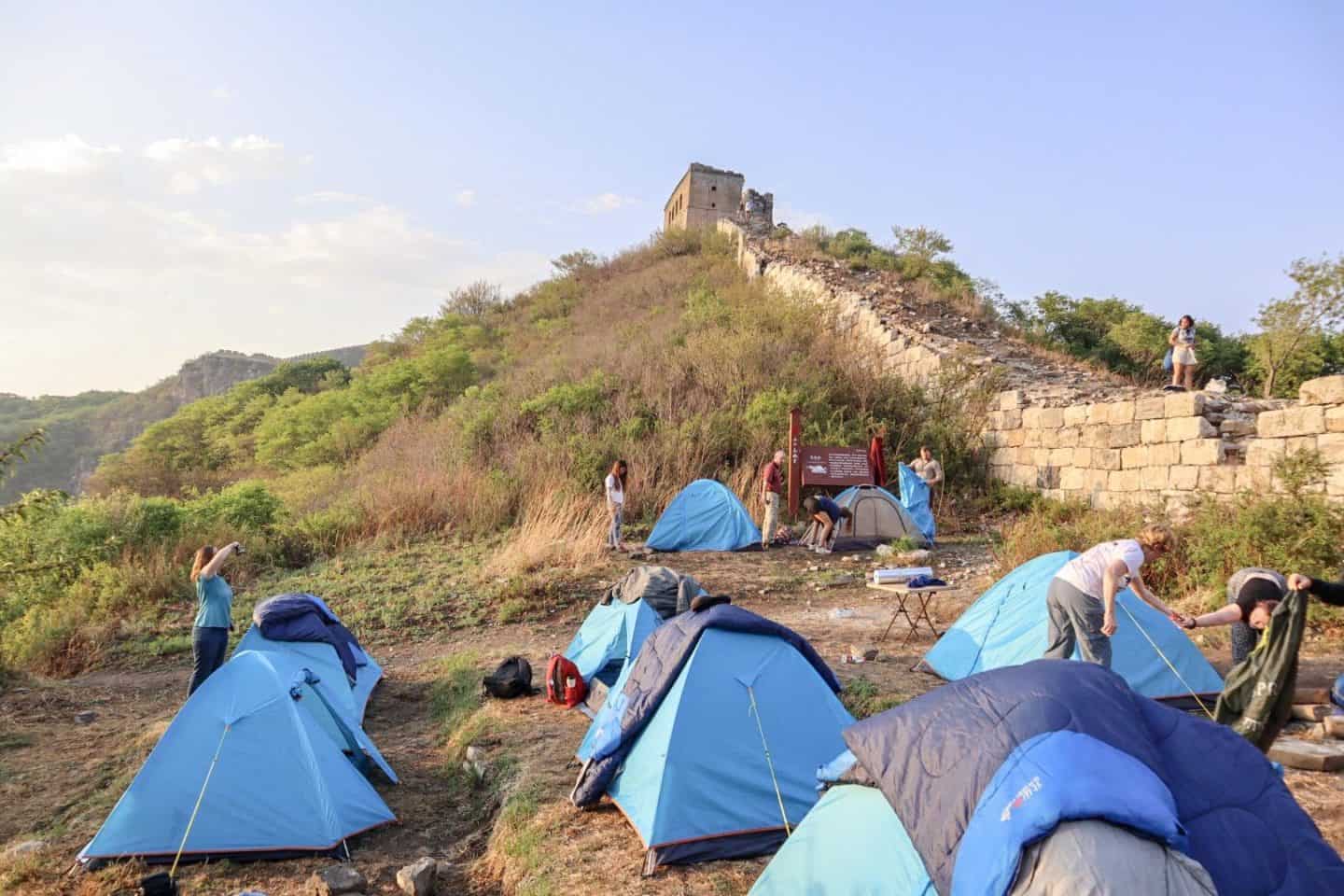 camping on Great Wall of China