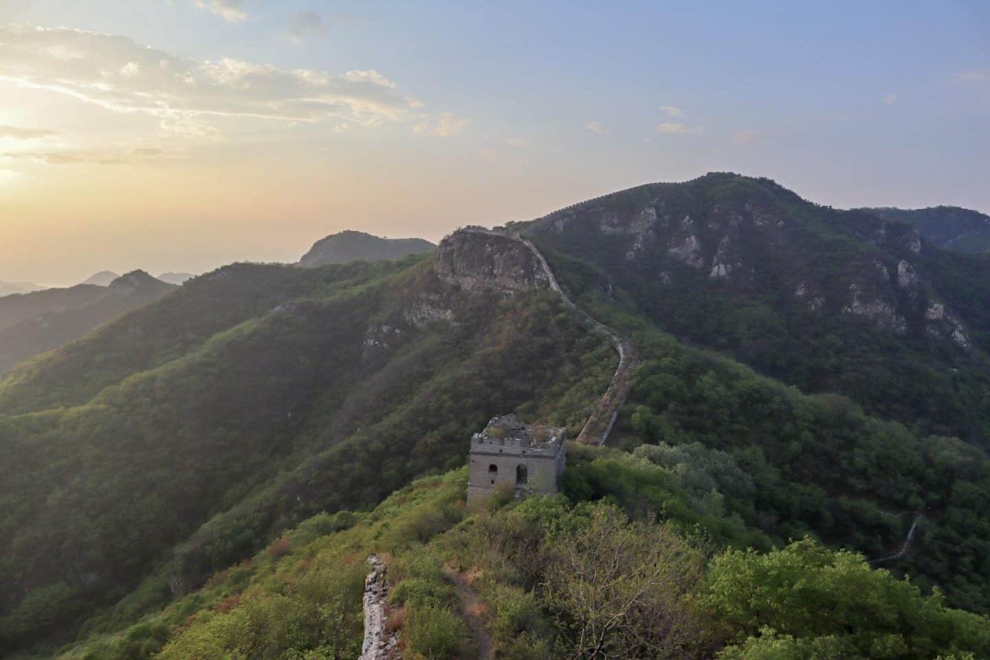 camping on Great Wall of China, disused part of the great wall of china