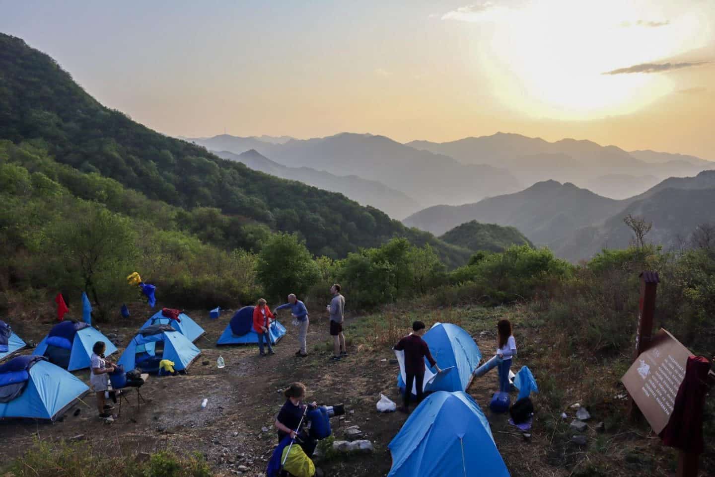 camping on Great Wall of China