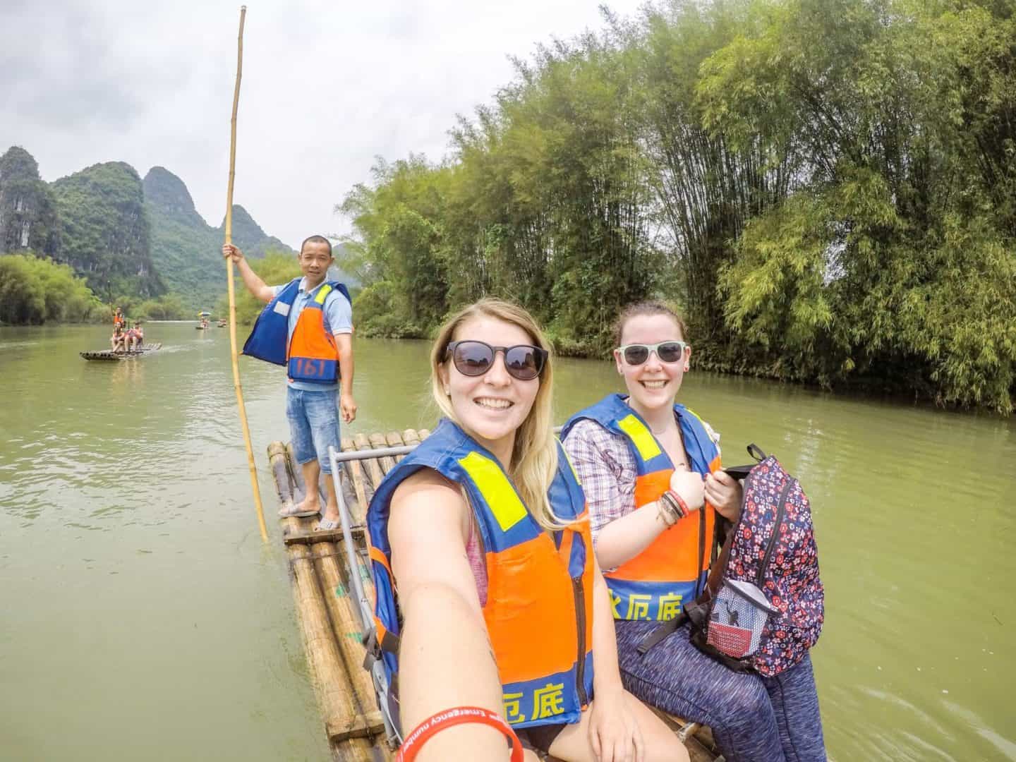 the dragon trip backpacking china tour yangshuo river bamboo rafting