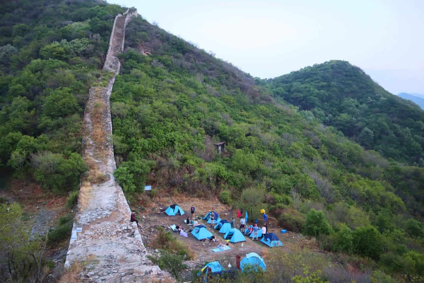 camping on Great Wall of China