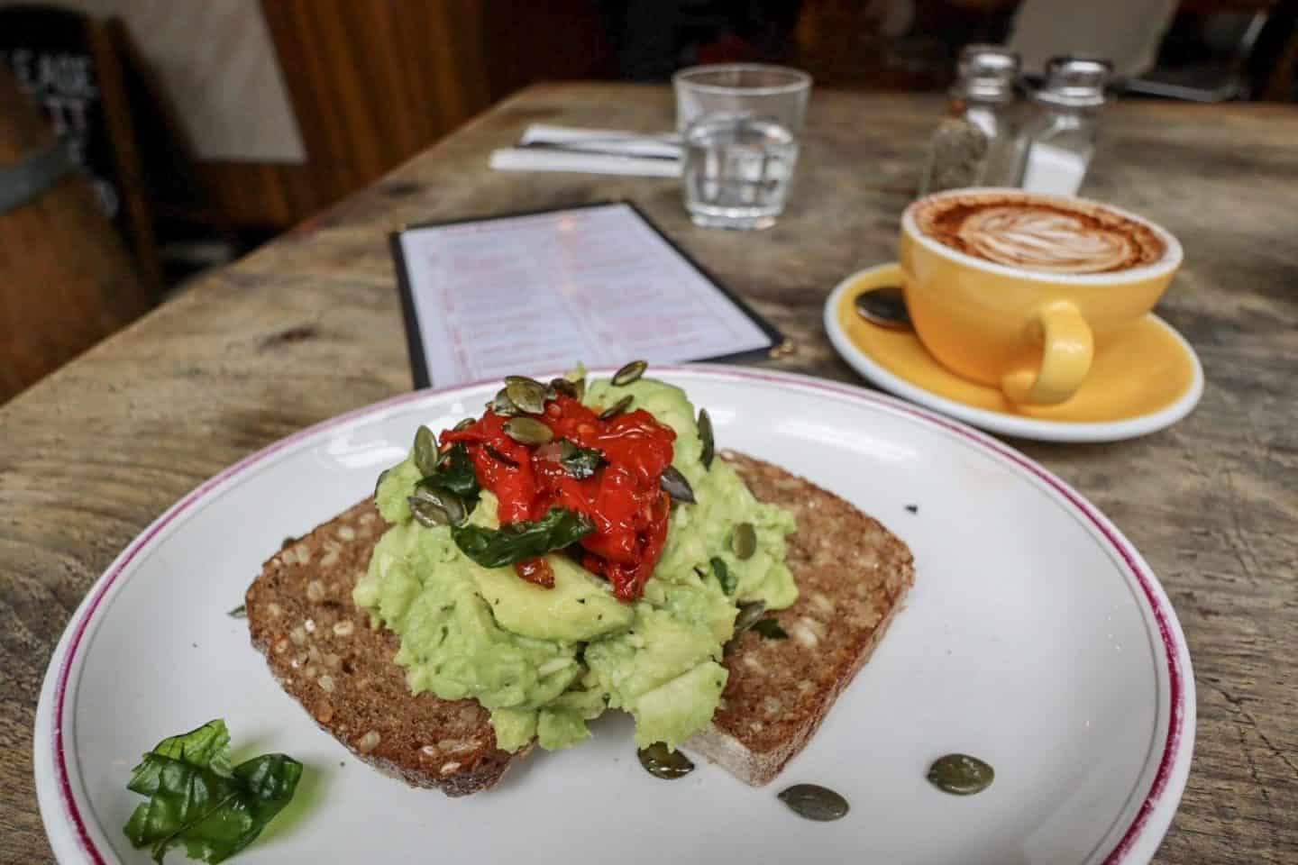 London Brunch Spots, The Breakfast Club Hoxton inside Avocado on Rye Bread