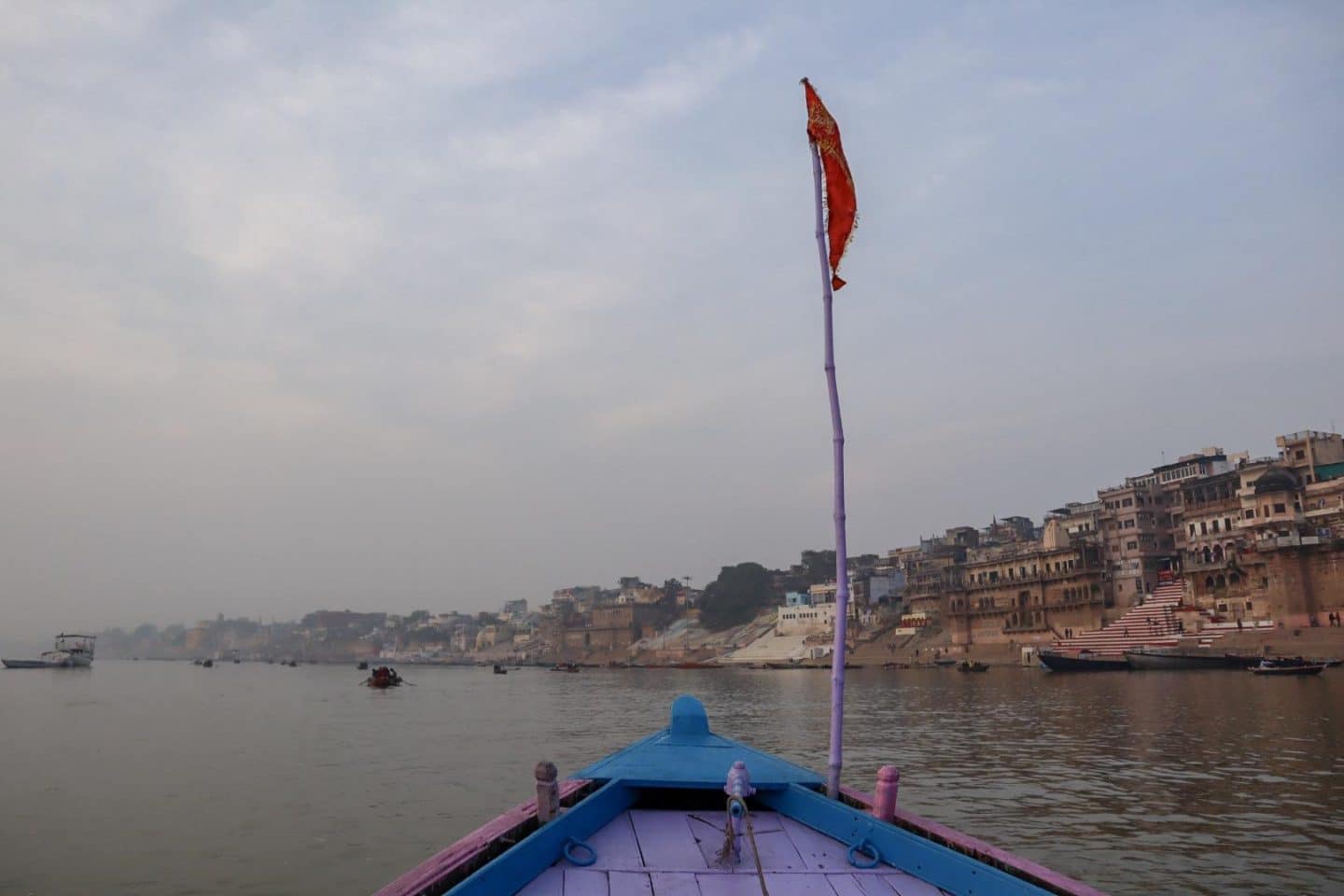 boat on the river ganges at sunrise in varanasi | 2 week India itinerary