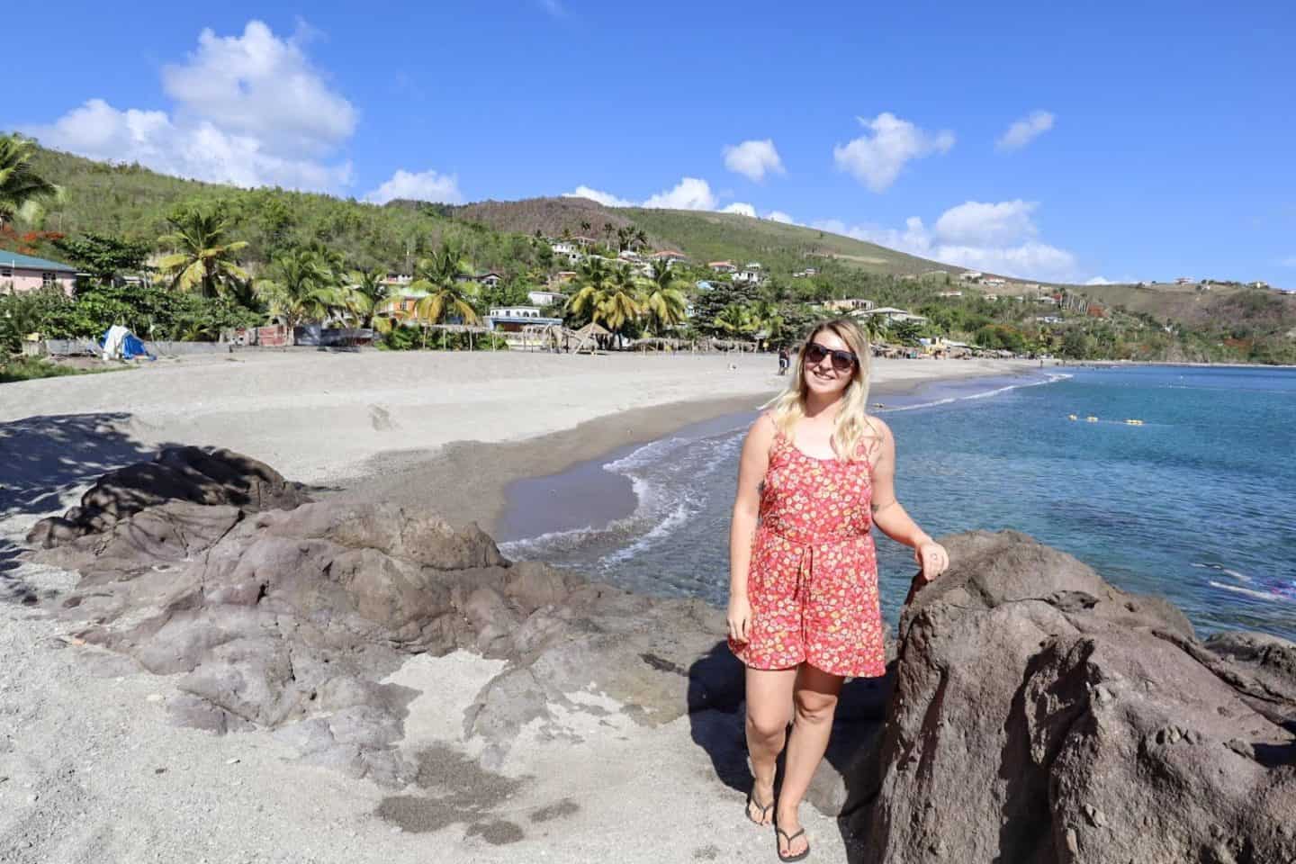 The Wandering Quinn Travel Blog dominica travel guide, ellie quinn on mero beach dominica