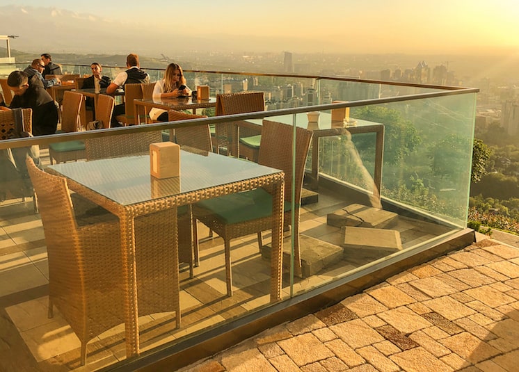 rooftop bar in Almaty Kazakstan at sunset weather | best places to travel in Asia in July and August