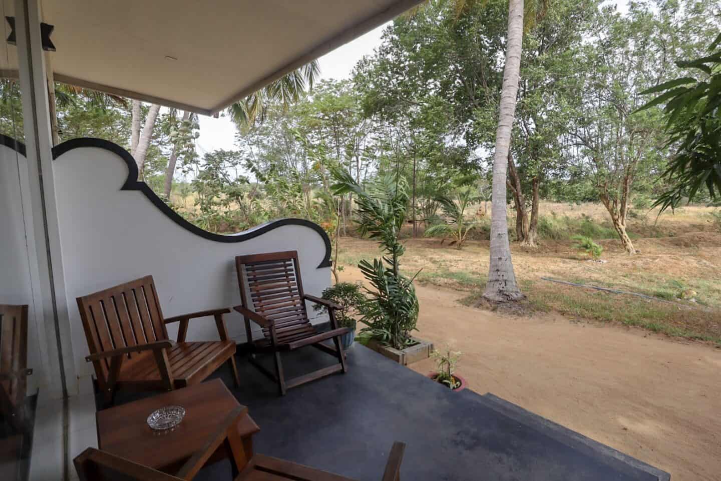 Kings Village Sigiriya Hotel Patio with seats | Negombo to Sigiriya by bus