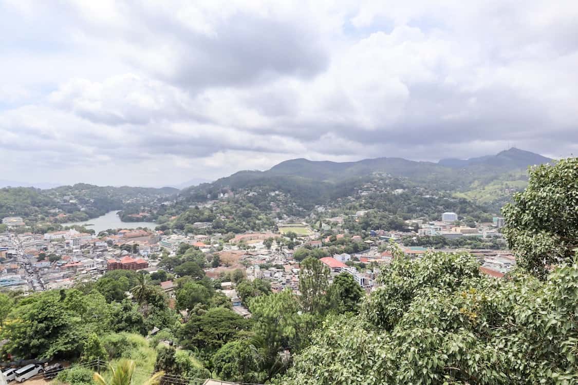 Sri Lanka in August, view over Kandy with cloud and lake