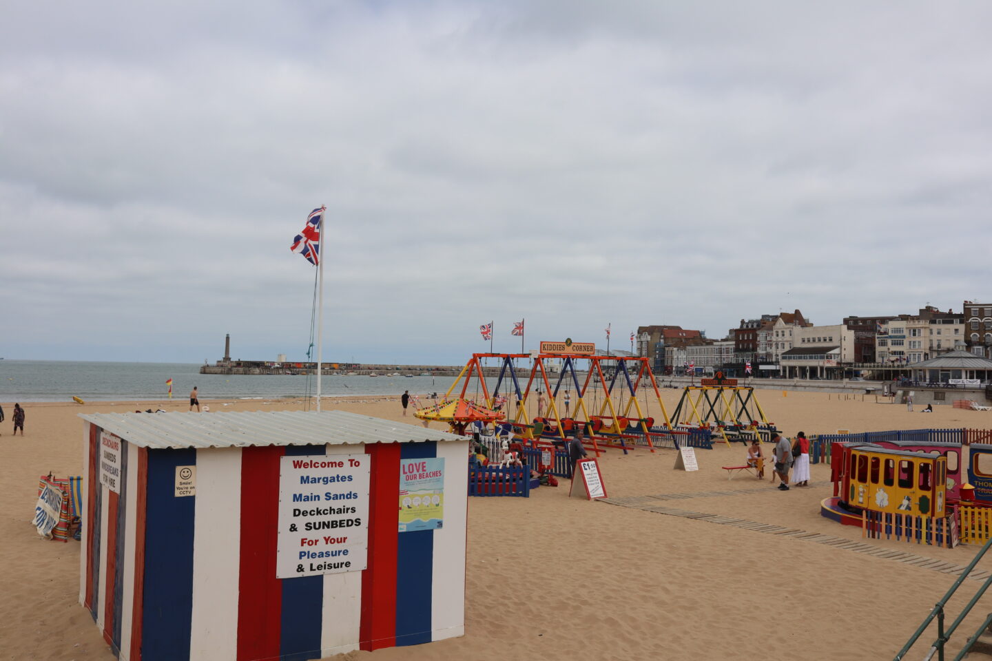London in Winter, margate beach with grey sky