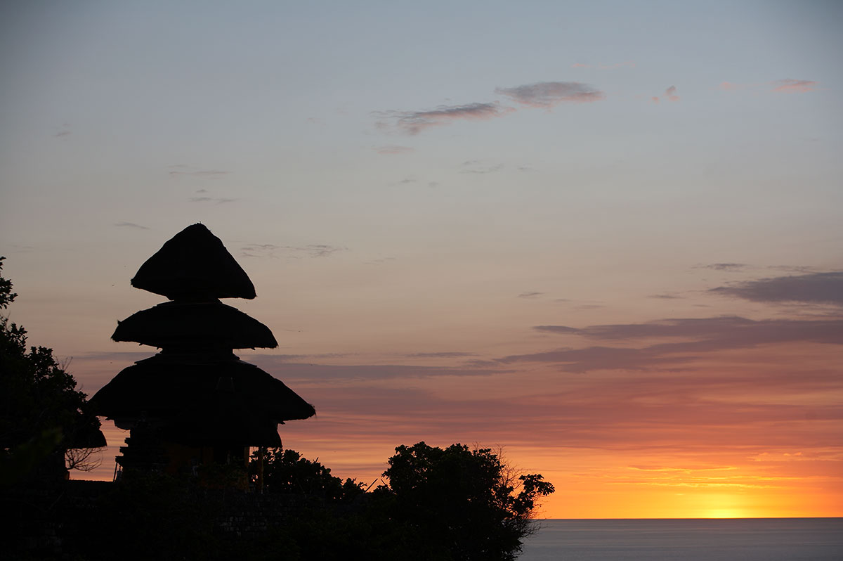 bali sunset and temple | best places to travel in Asia December and January