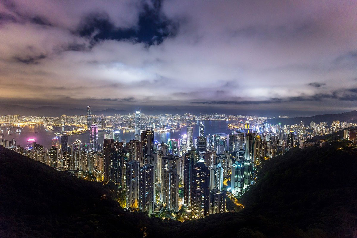 hong kong skyline at night | best places to travel in Asia December and January