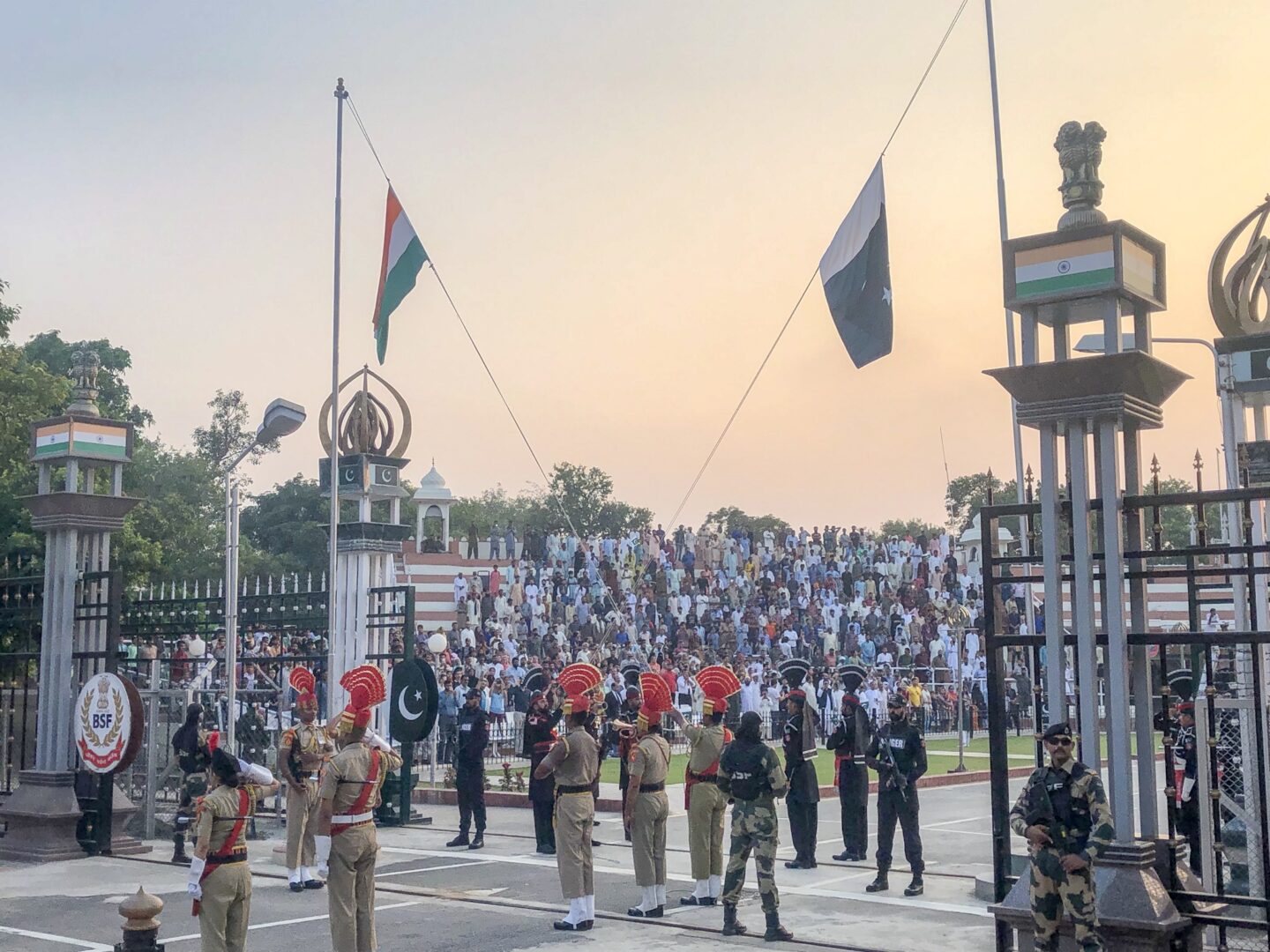 Wagah Border Crossing, Wagah Border India Pakistan Ceremony Flag 