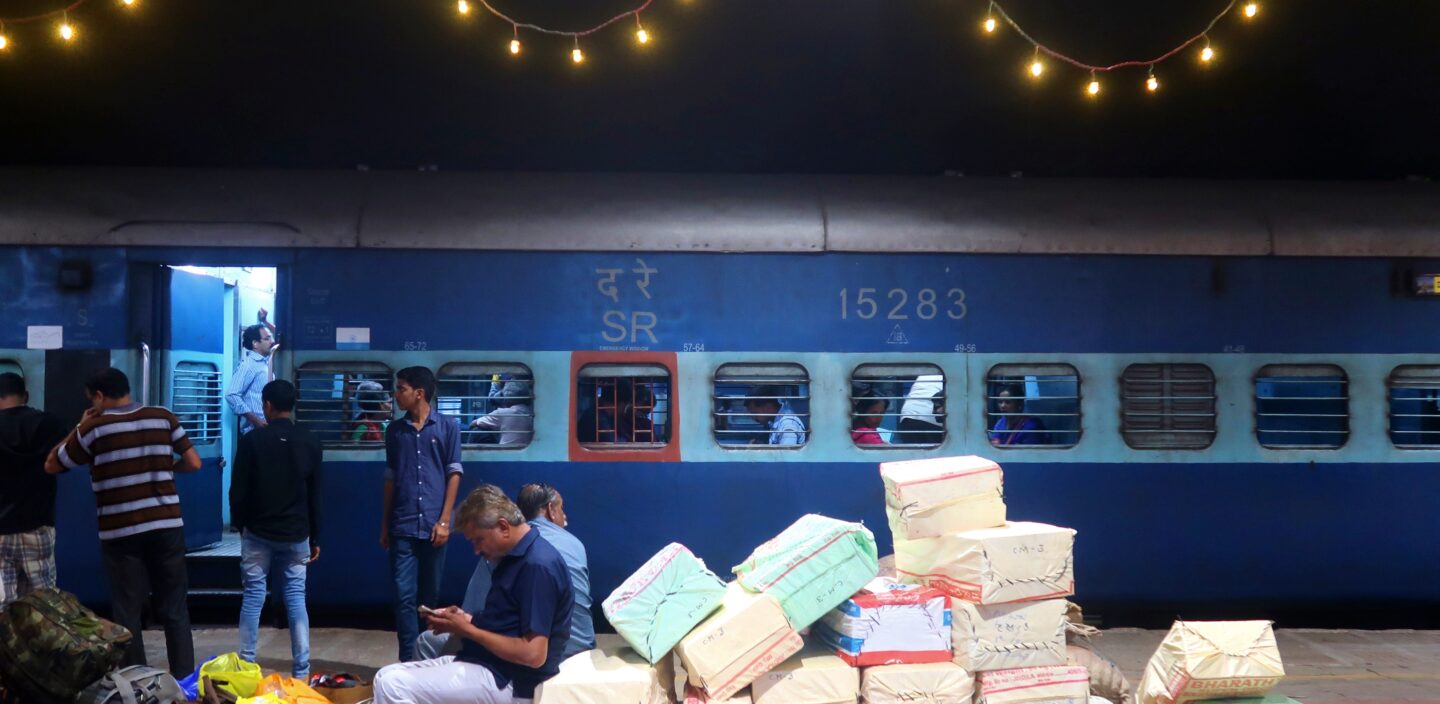 train in india at station at night