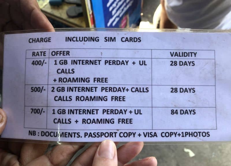 sim card in India, rates and prices of sim cards in India