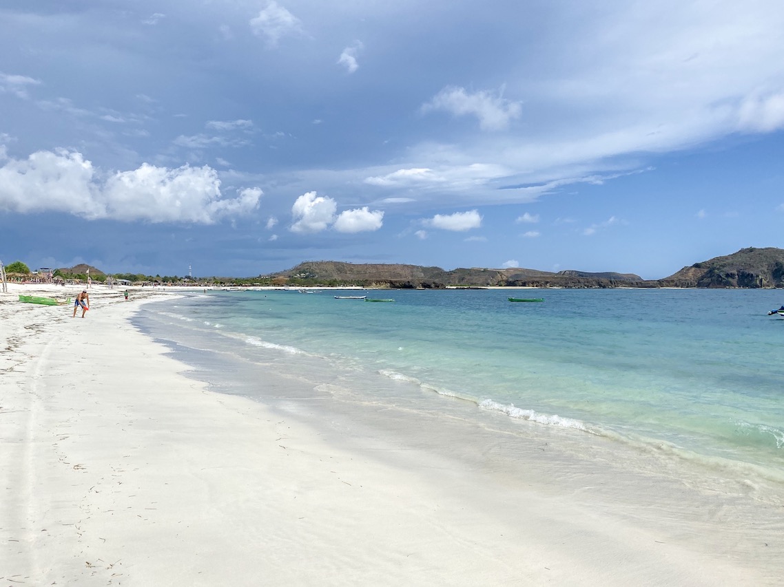 Bali Lombok itinerary, white sand in Tanjung Aan Beach