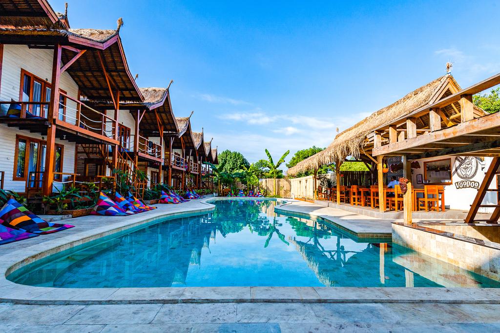 where to stay in Gili Trawangan, Voodoo Gili swimming pool and rooms 