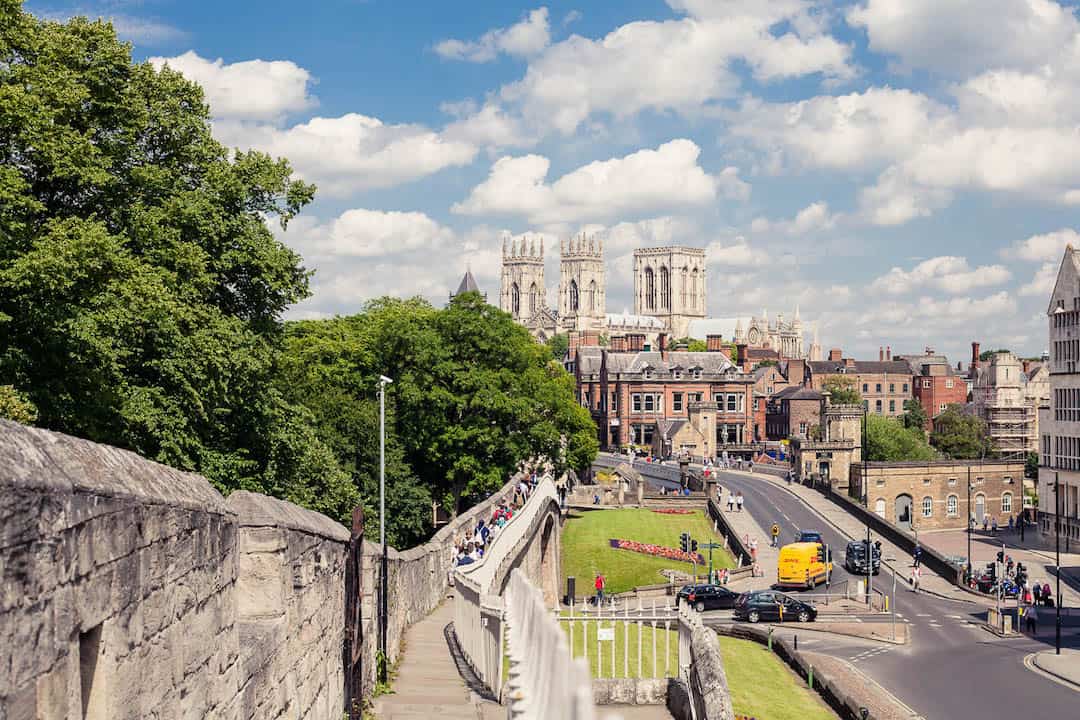York City Walls and Cathedral blue sky | York day trip by train from London