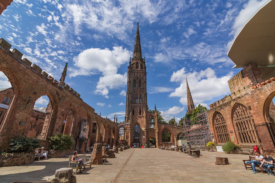 Coventry Cathedral open and blue sky | coventry day trip from London by train