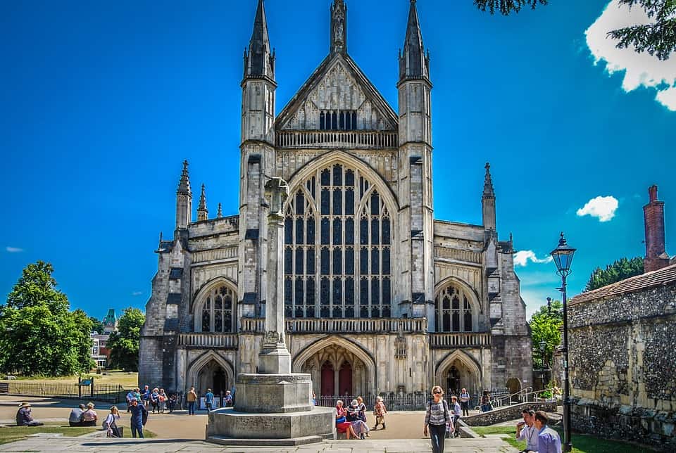Winchester Cathedral blue sky | Winchester day trip from London by train