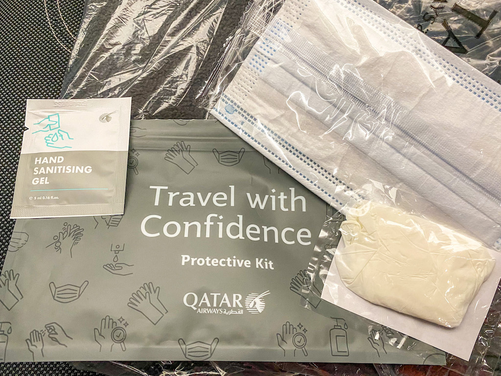 flying during pandemic, Qatar Airways safety kit