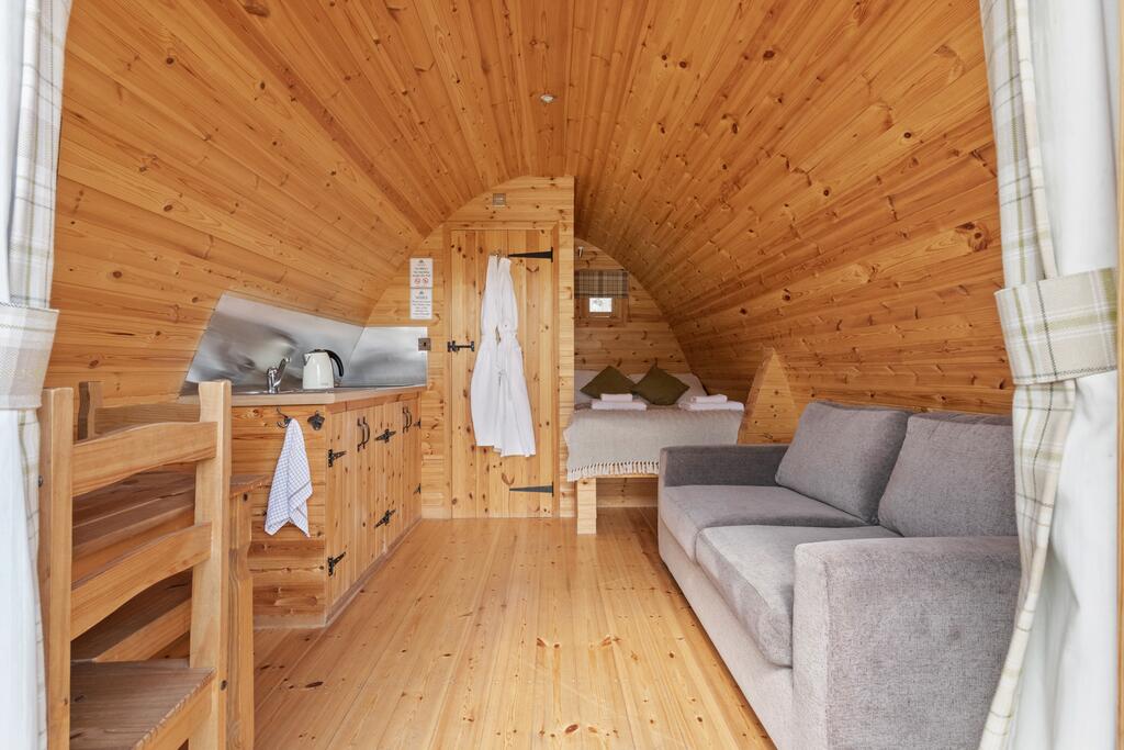 Pods at Broadway inside, glamping pod with hot tub wales