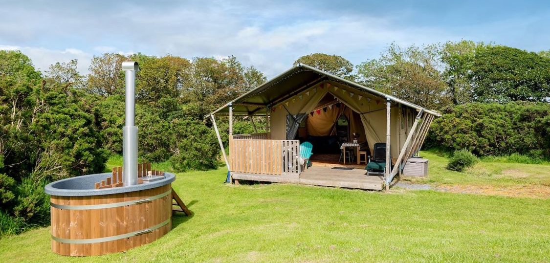 glamping in Wales with hot tub