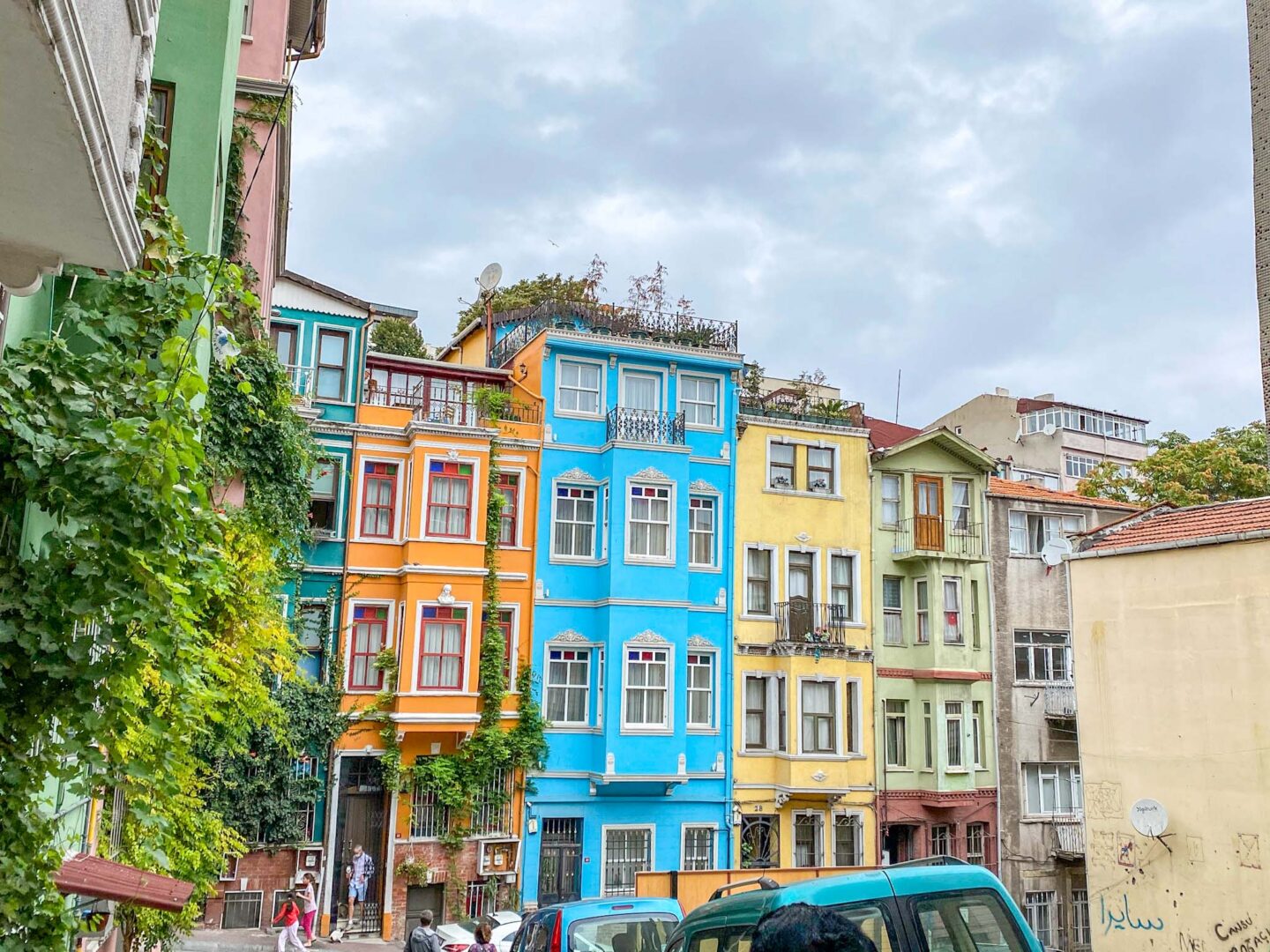 colourful houses in Balat, where to stay in Istanbul