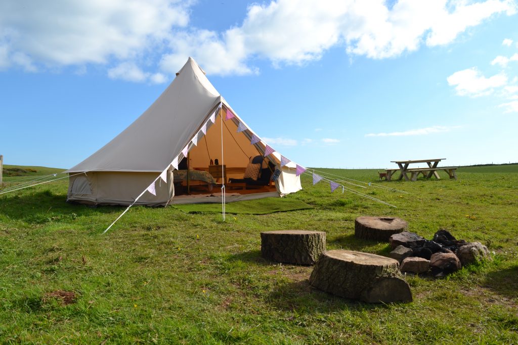 Glamping tent at Becks Bay Camping Tenby