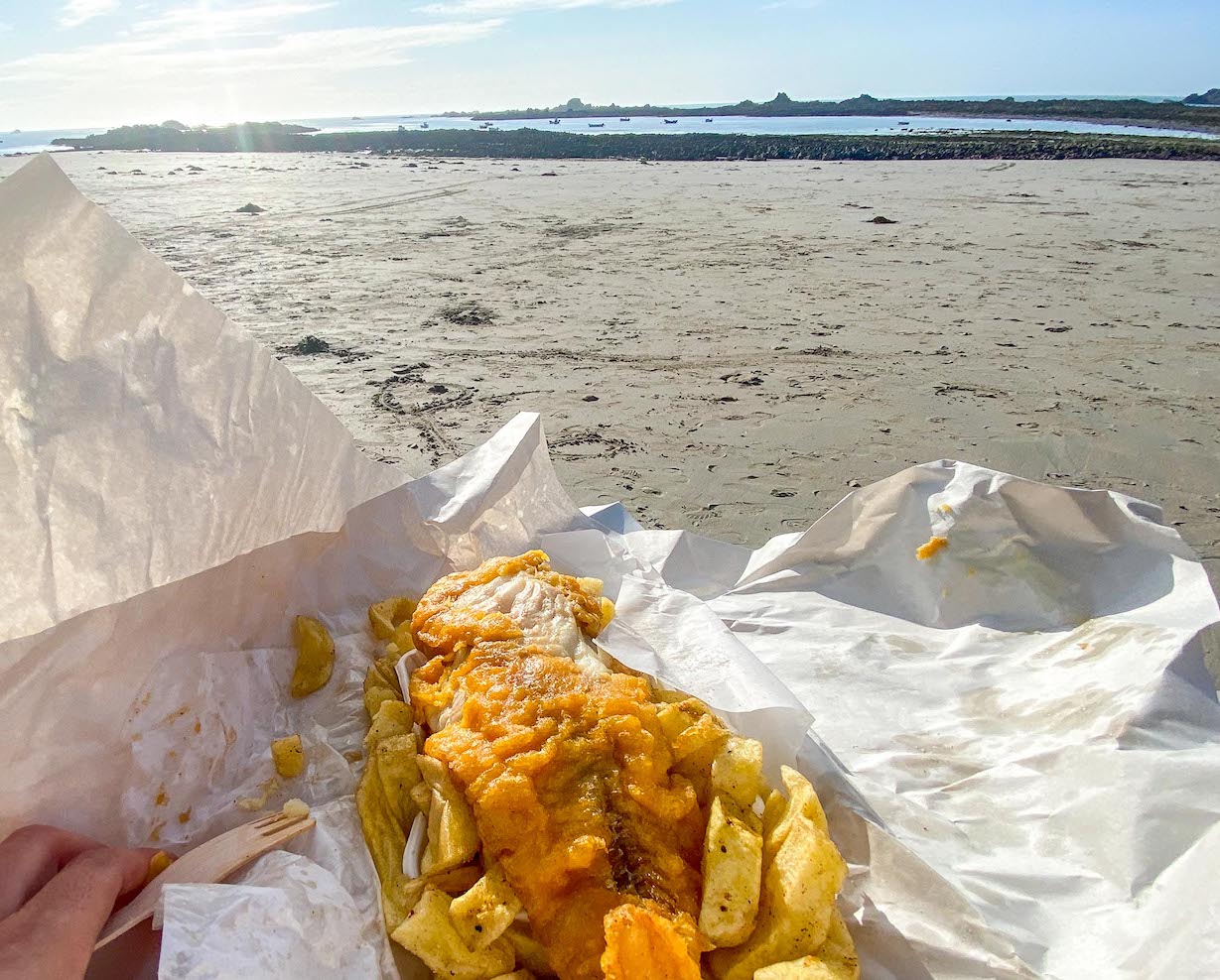 Things to do on Guernsey, Cobo Bay fish and chips