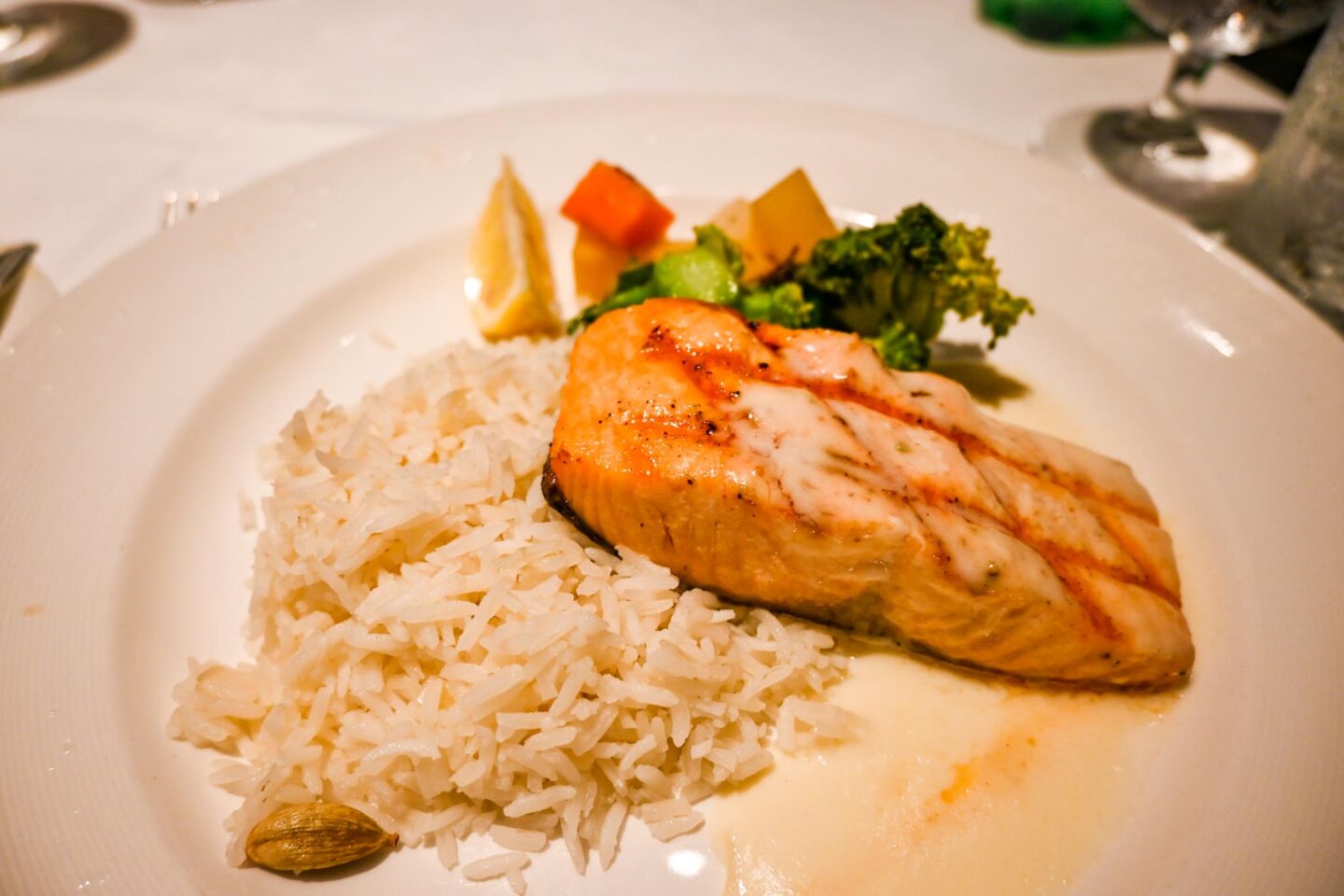 Princess Cruises from Southampton, Salmon dish in Cielo restaurant