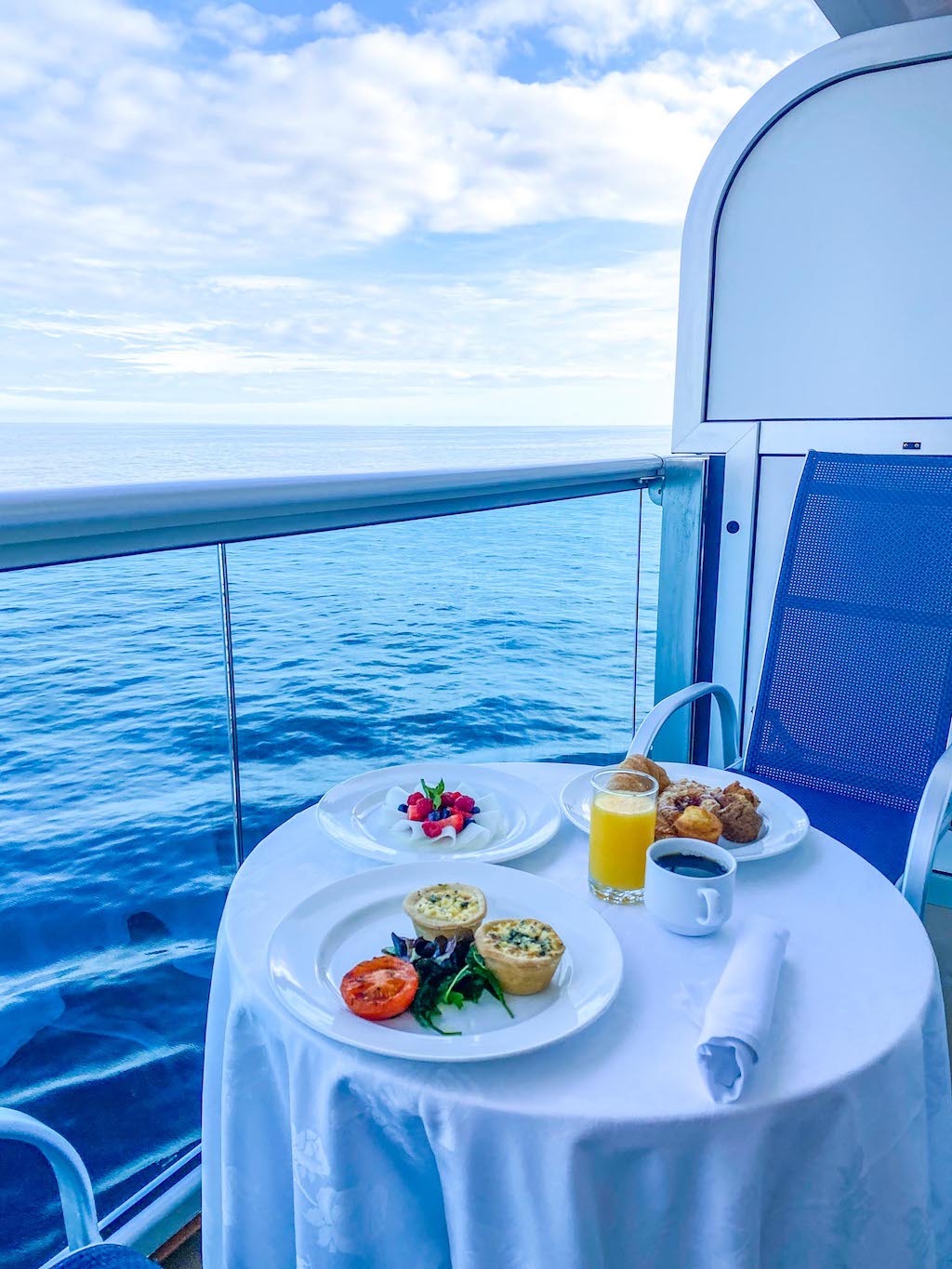 Princess Cruises from Southampton, stateroom balcony breakfast
