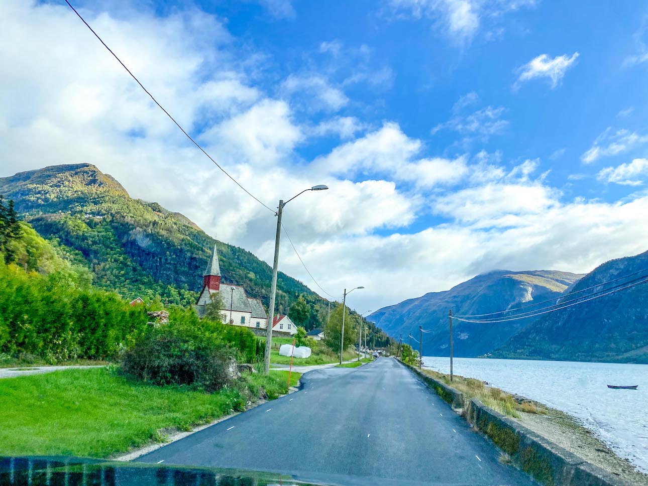 Norway road trip, road along Sognefjorden