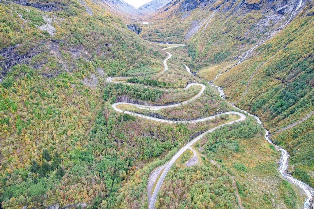 Norway road trip, hairpin bend roads