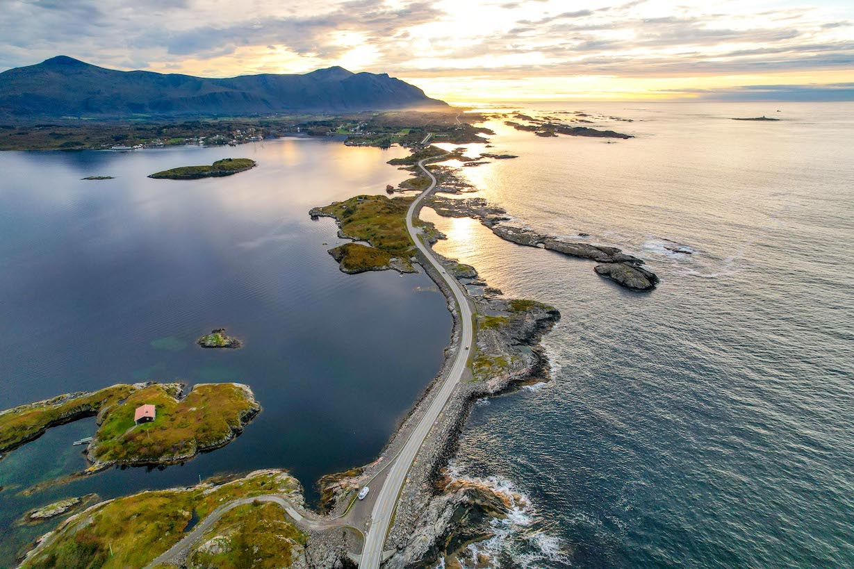 Atlantic Ocean Road Norway, Drone Shot