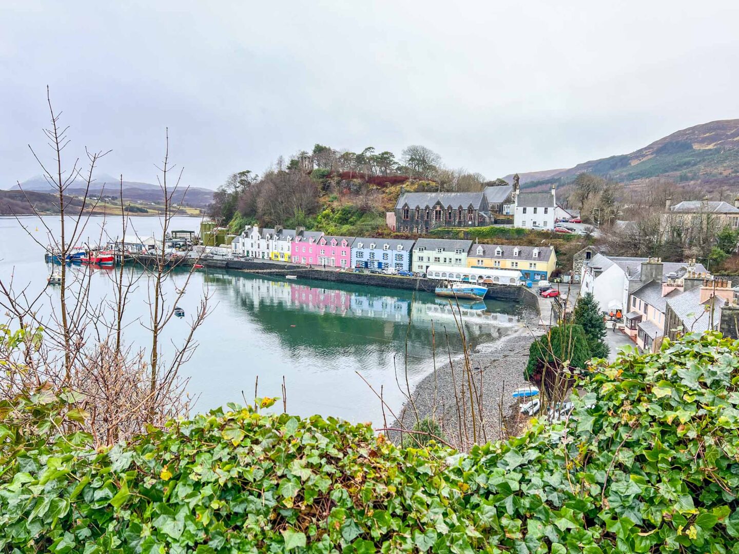Isle of Skye tour, Portree Harbour colourful buildings