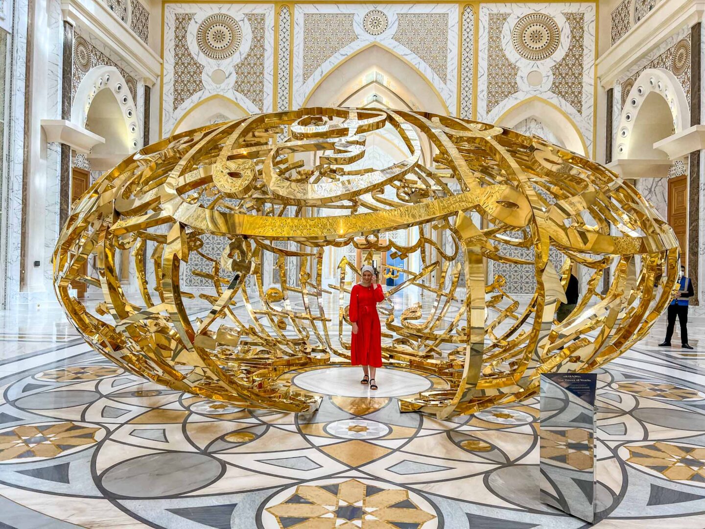 Places to visit in Abu Dhabi,  Qasr AlWatan gold ball instagram spot