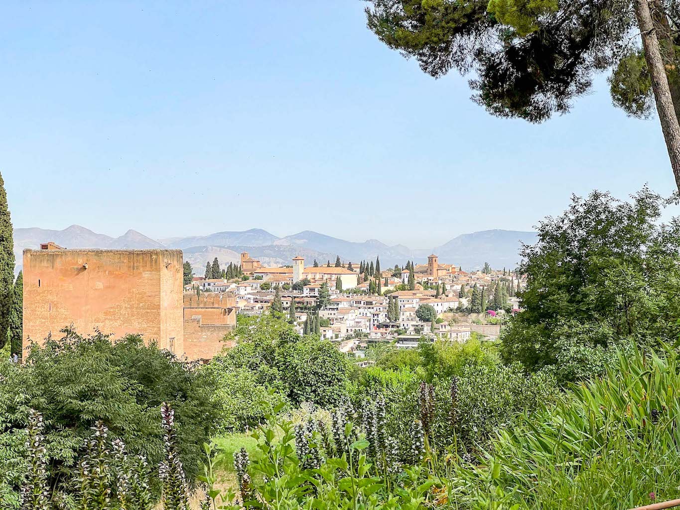 Southern Spain itinerary, view from Alhambra over mountains