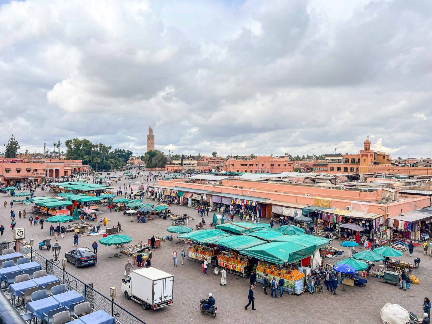 best restaurants in Marrakesh, Medina souks from rooftop cafe