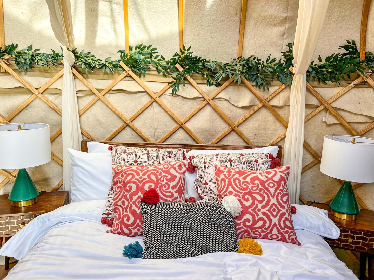 The Wandering Quinn Travel Blog Glamping in Yorkshire, bed inside Yurt at Yurtshire