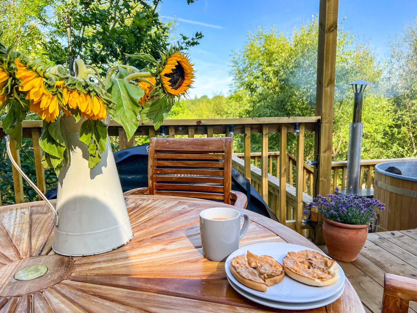 The Wandering Quinn Travel Blog Glamping in Yorkshire, breakfast outside at Yurtshire
